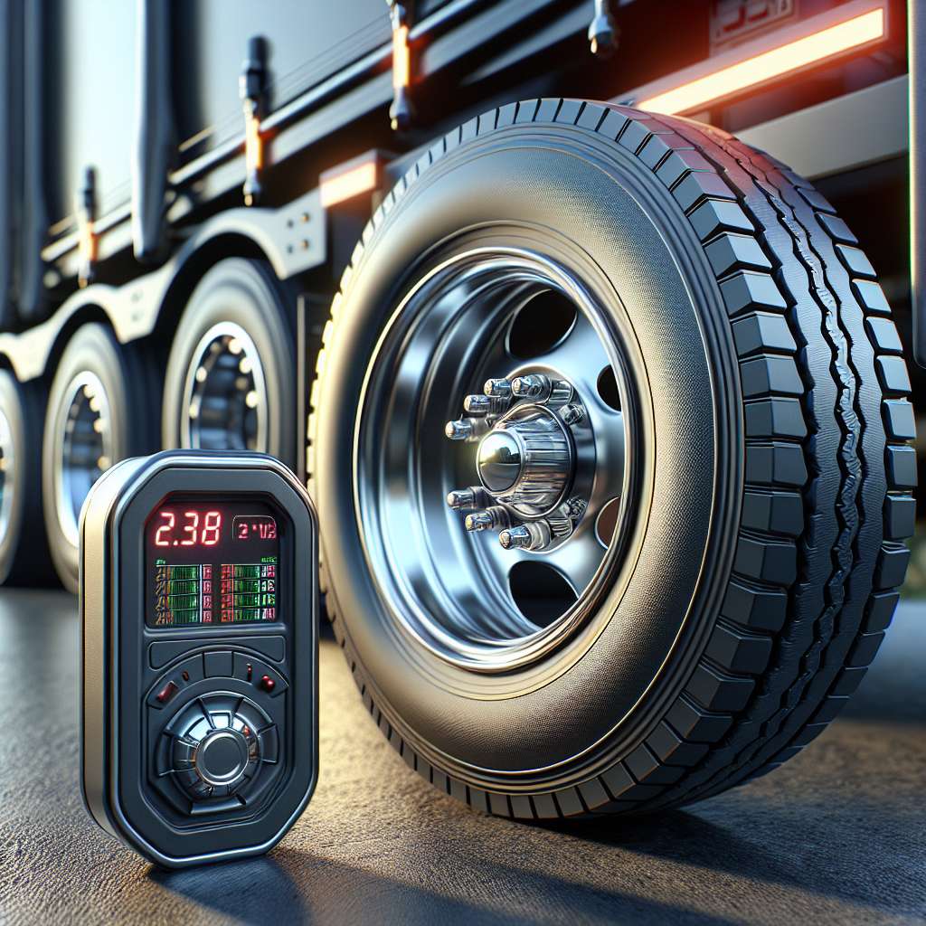 A detailed view of a Tyre Pressure Monitoring System on a tyre and dashboard.