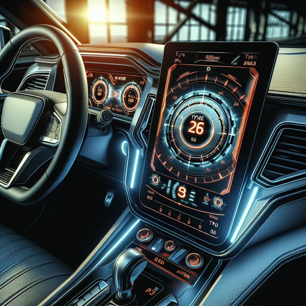 A modern vehicle dashboard showcasing a Tyre Pressure Monitoring System.