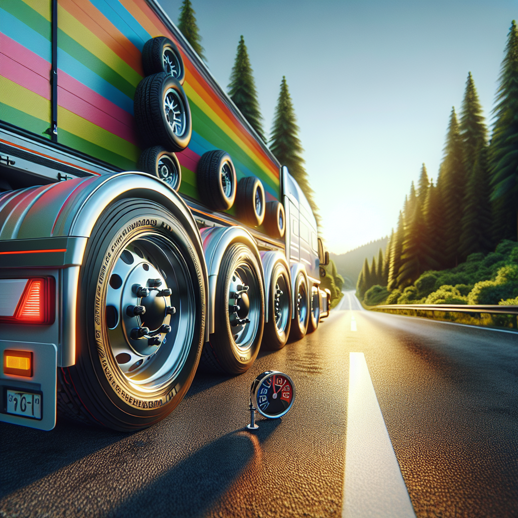 A trailer parked on a road with visible, properly inflated tires.