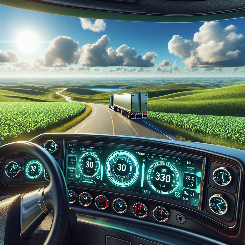 A Steelmate TPMS system displayed on a trailer dashboard with a scenic background.