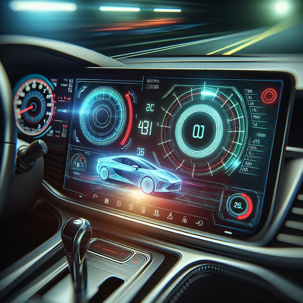 A modern vehicle dashboard displaying a Tire Pressure Monitoring System interface.