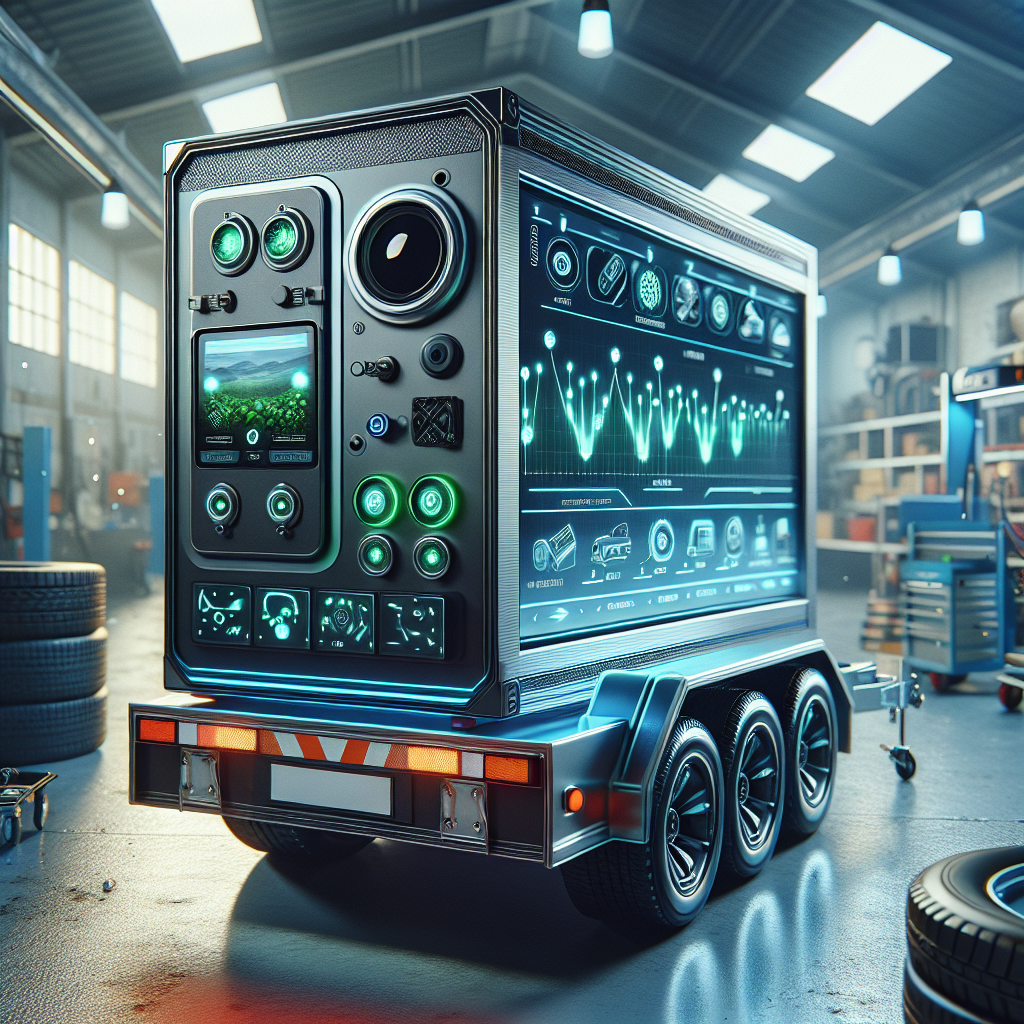 A close-up view of a tire mobility system on a trailer in a garage.
