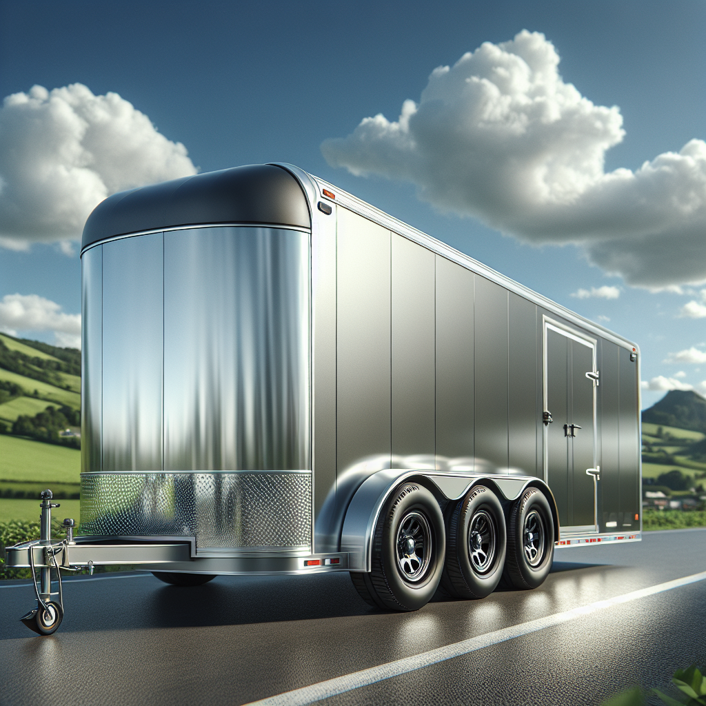 A trailer with properly inflated tires parked on a scenic highway.
