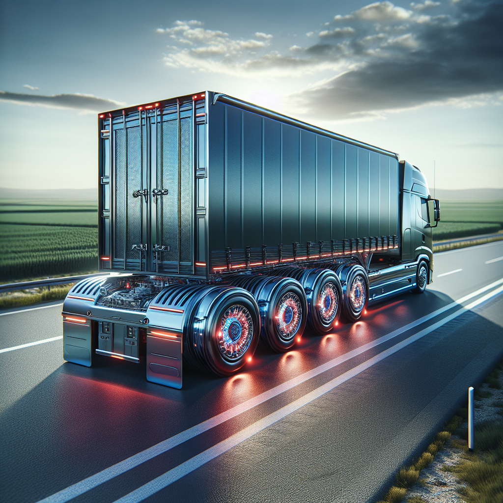 A heavy-duty trailer with Tirex Advanced Thermal Sensor technology on an open highway.