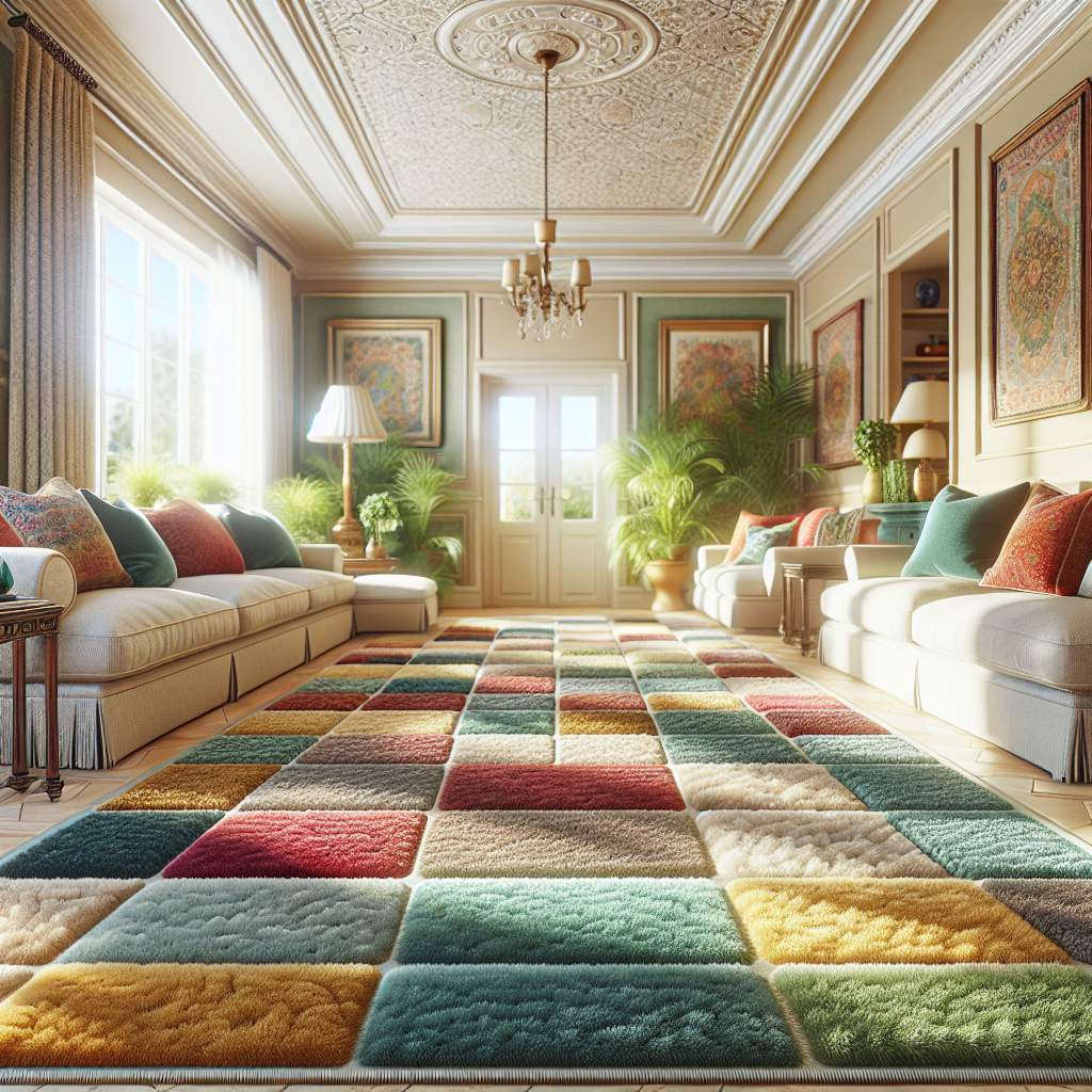 Clean and revitalized living room with vibrant carpets and a bright, welcoming atmosphere.