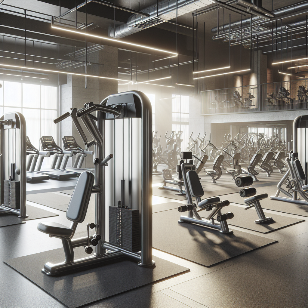 A modern, clean, and spacious commercial gym interior filled with multistation exercise equipment.