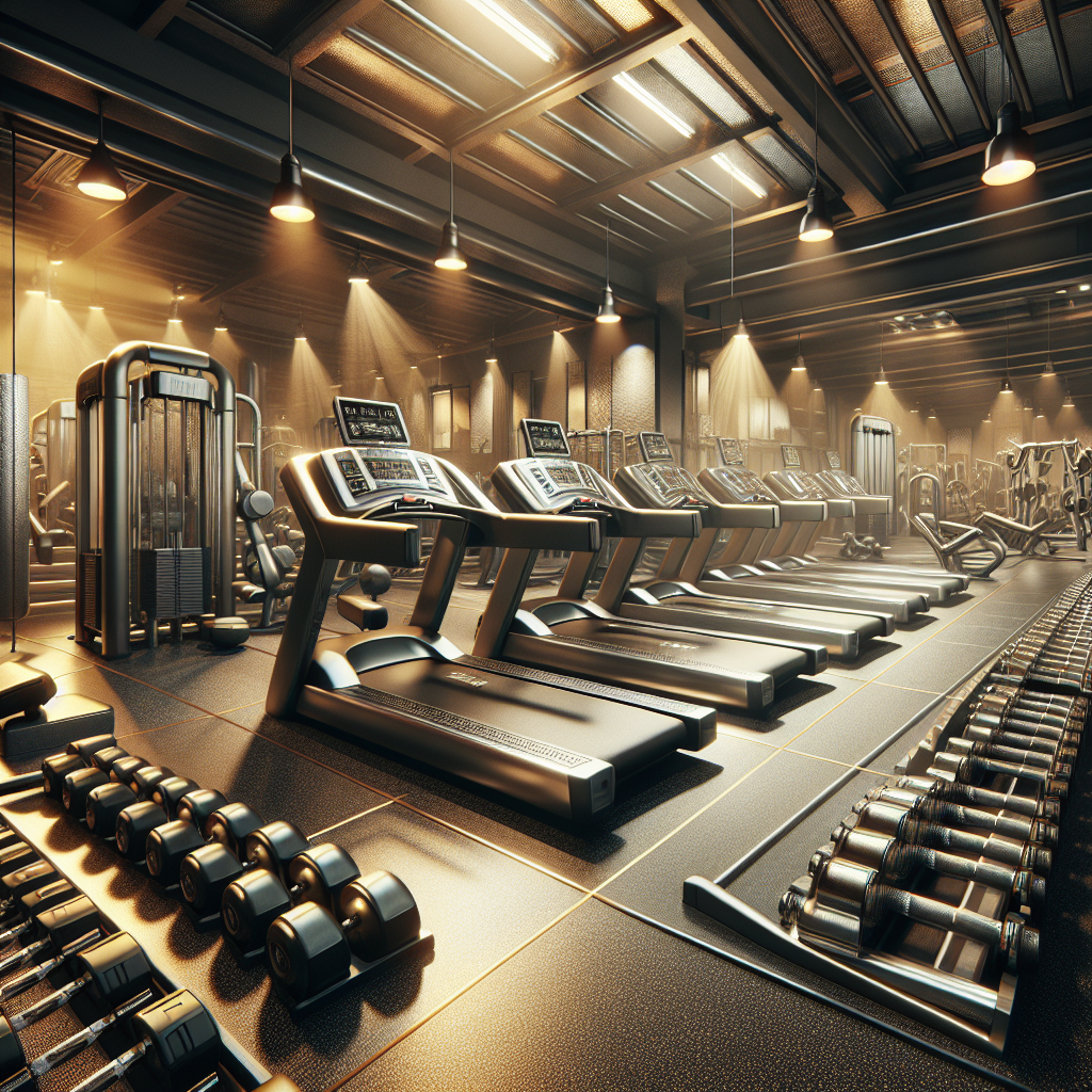 A clean and well-maintained gym facility with a variety of equipment in perfect condition, highlighting the importance of regular gym maintenance.