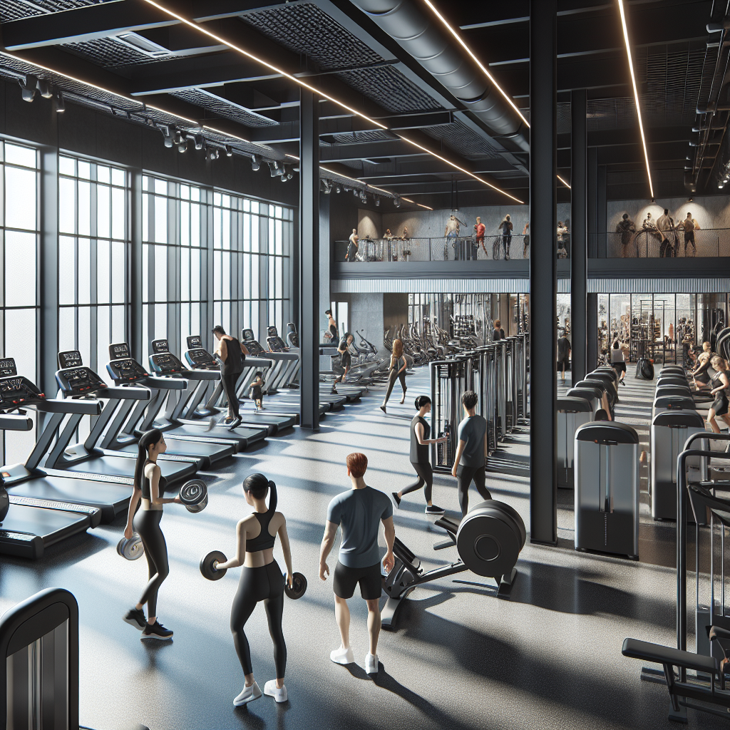 A modern gym with various Precor equipment and people working out.