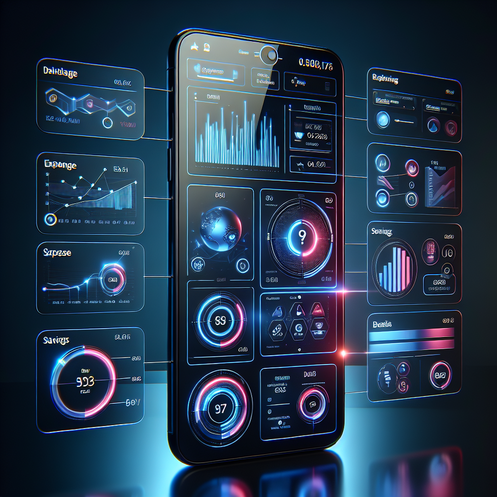 A realistic depiction of a modern digital budget app interface on a smartphone.