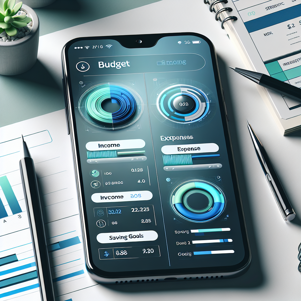 A smartphone displaying a budget tracker app with various financial sections.