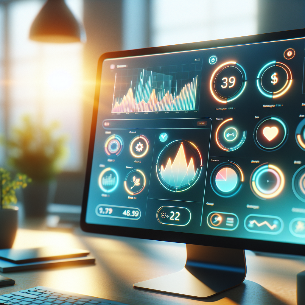 Modern budget tracker design on a computer screen with vibrant charts and graphs.