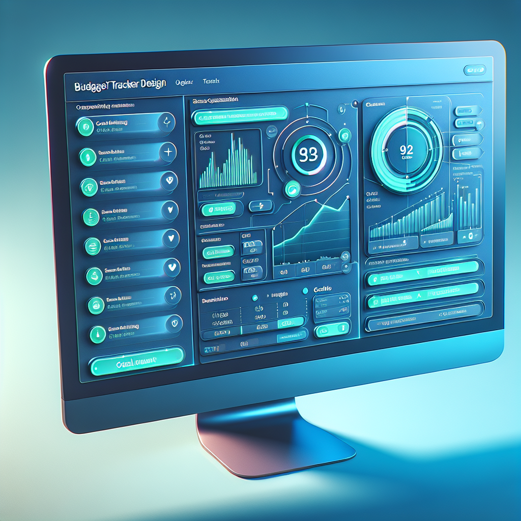 Digital illustration of a budget tracker design on a computer screen.