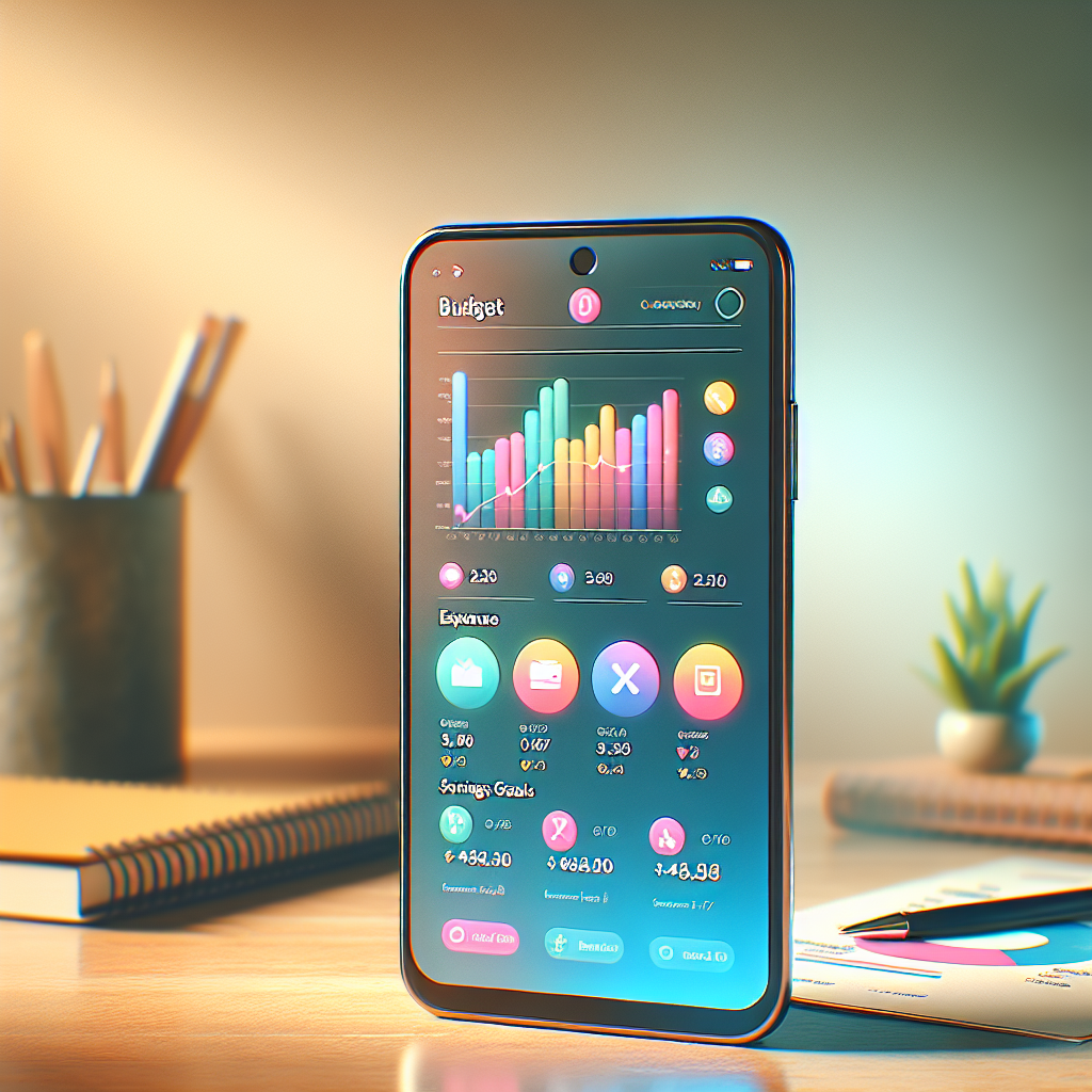 A modern budget app interface displayed on a smartphone.