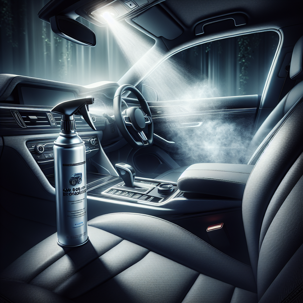 Car interior with odor removal process in action.