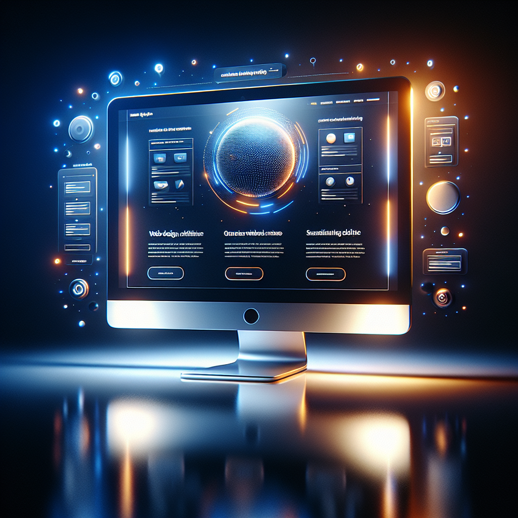 A computer monitor displaying a mockup of a sophisticated and modern website interface, representing high-quality web design services.