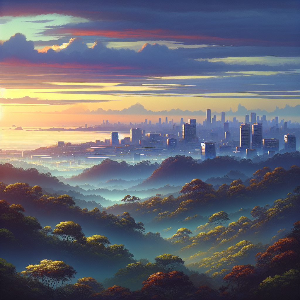 Digital painting of Orange County digital landscape, true to the original image's realism.