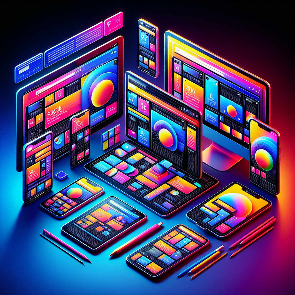 A collage of a desktop, tablet, and smartphone displaying an adaptive web design layout.