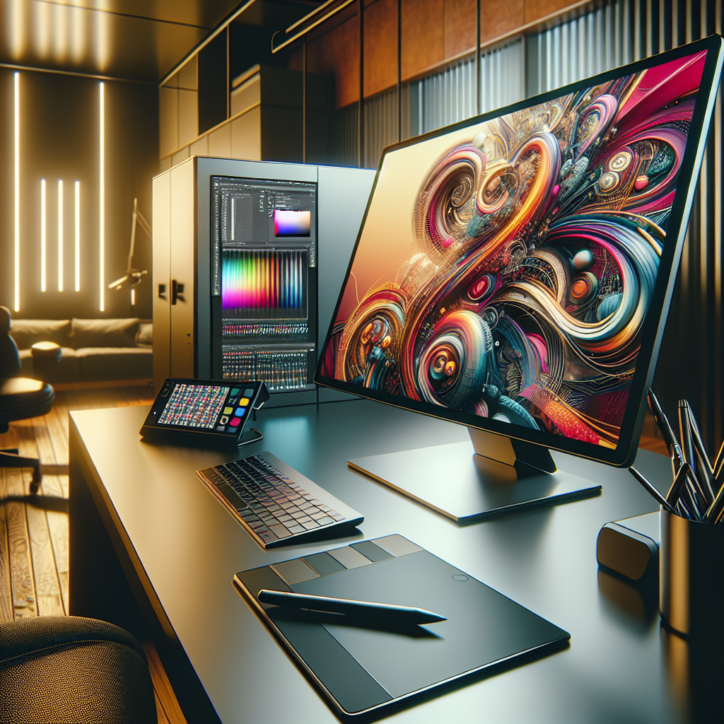 Modern digital workspace highlighting advanced graphic design services.