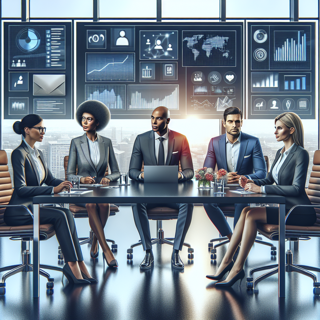 A group of diverse professionals in a meeting about crisis management.