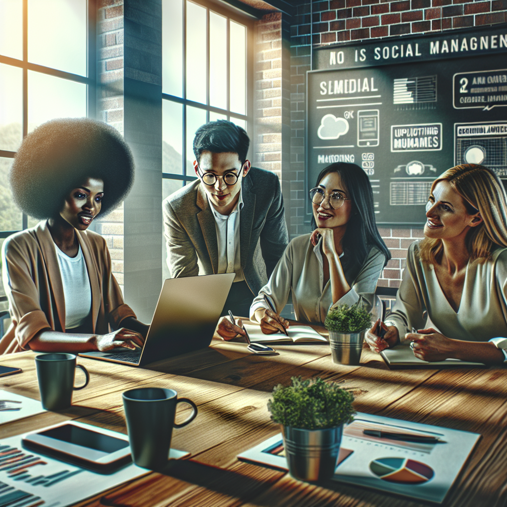 A diverse team of professionals brainstorming in a modern office setting.