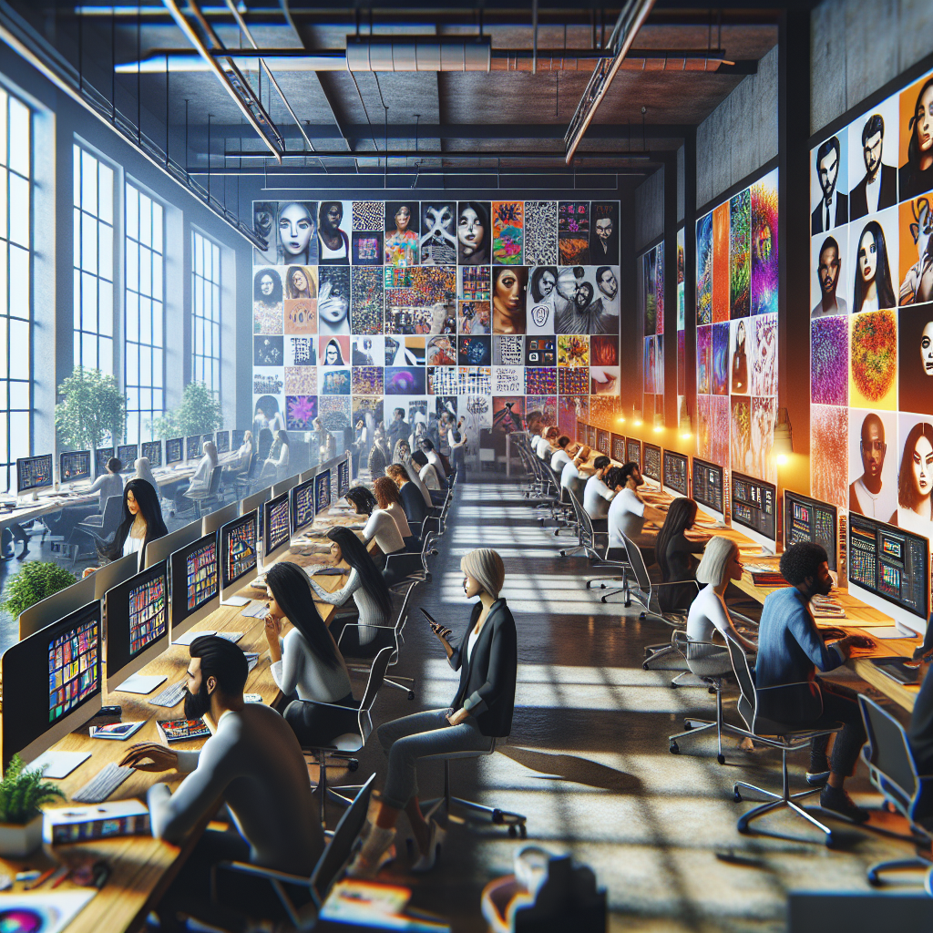Depiction of a graphic design agency environment