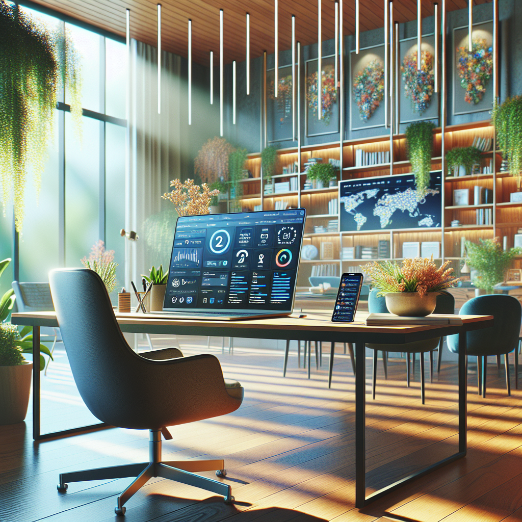 Modern workspace setup for social media management services