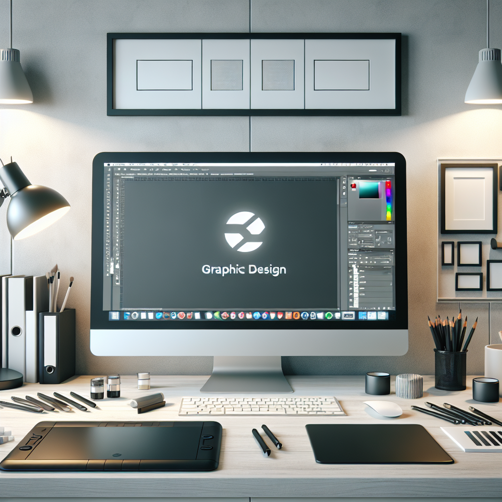 A realistic image of a modern graphic design workspace showcasing affordable services.