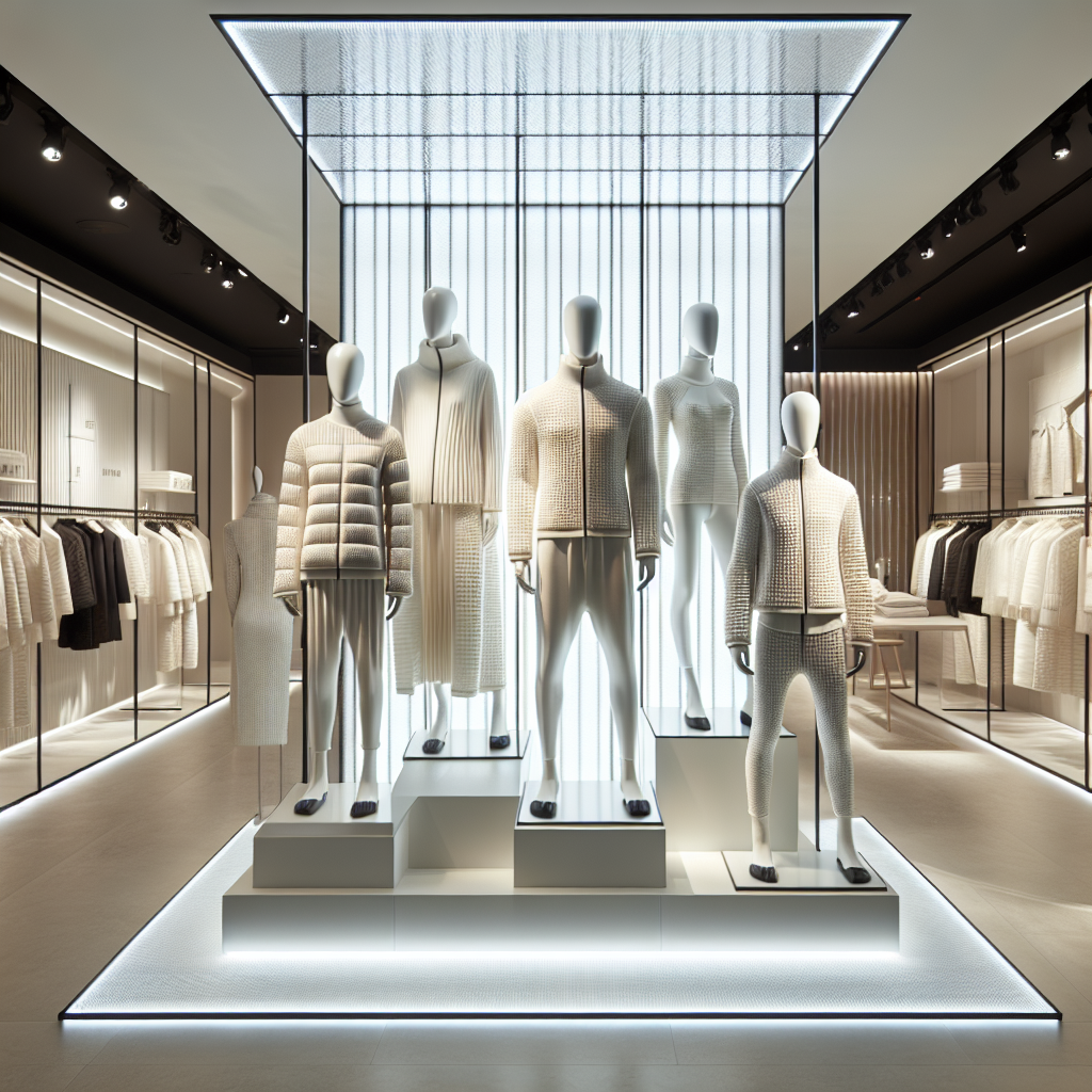 A modern retail store showcasing Uniqlo's innovative and stylish clothing on mannequins.