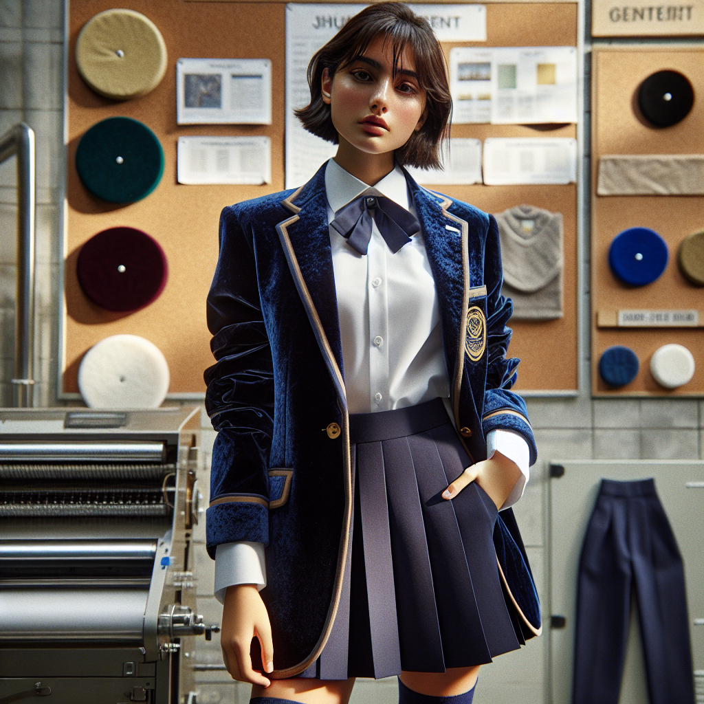 A student in a Junior College uniform standing confidently in a school hallway.