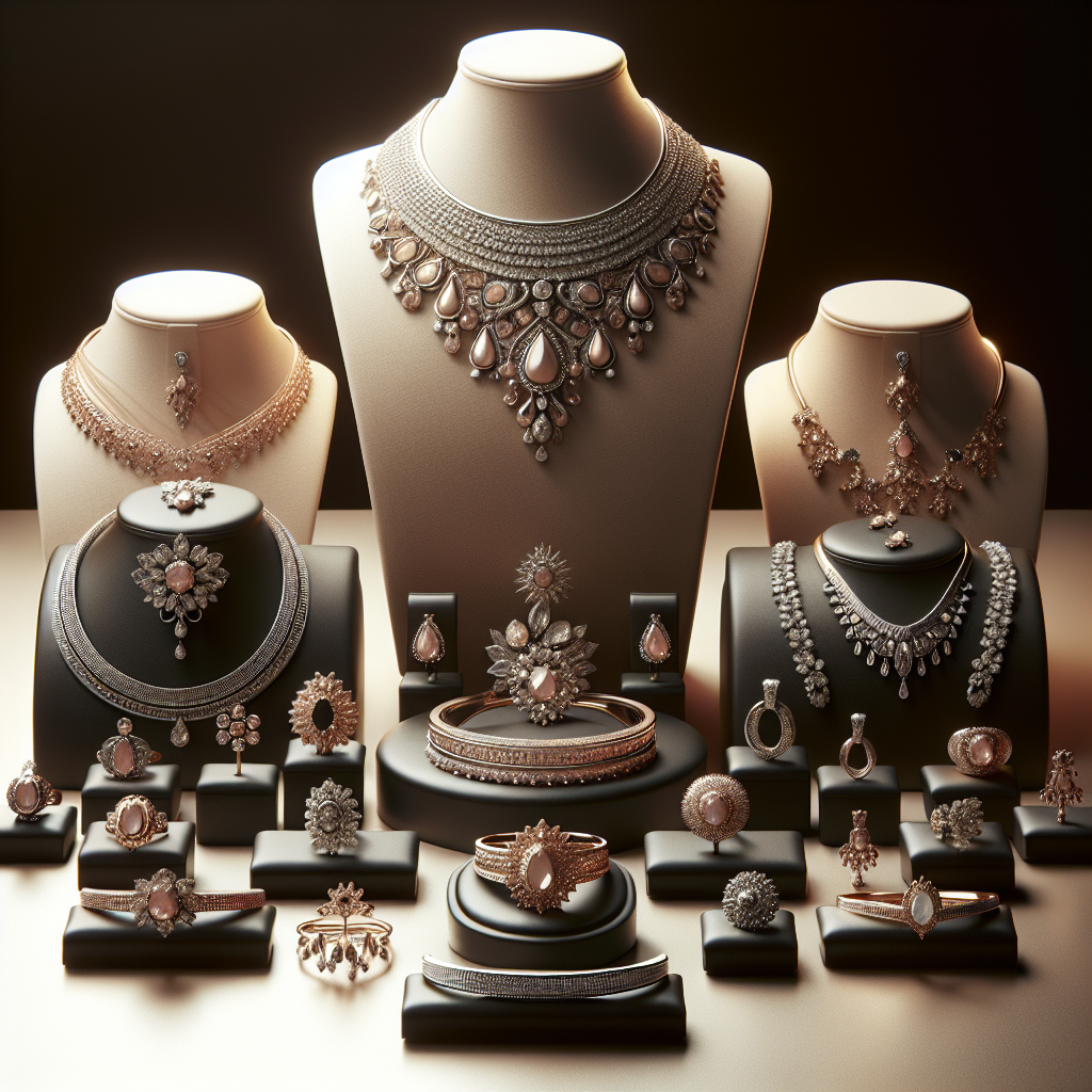 An assortment of Meyson Jewellery including necklaces, bracelets, rings, and earrings showcasing intricate designs.