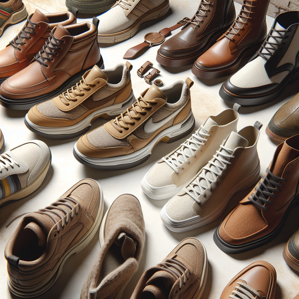 An array of high-quality footwear displayed in a realistic style.