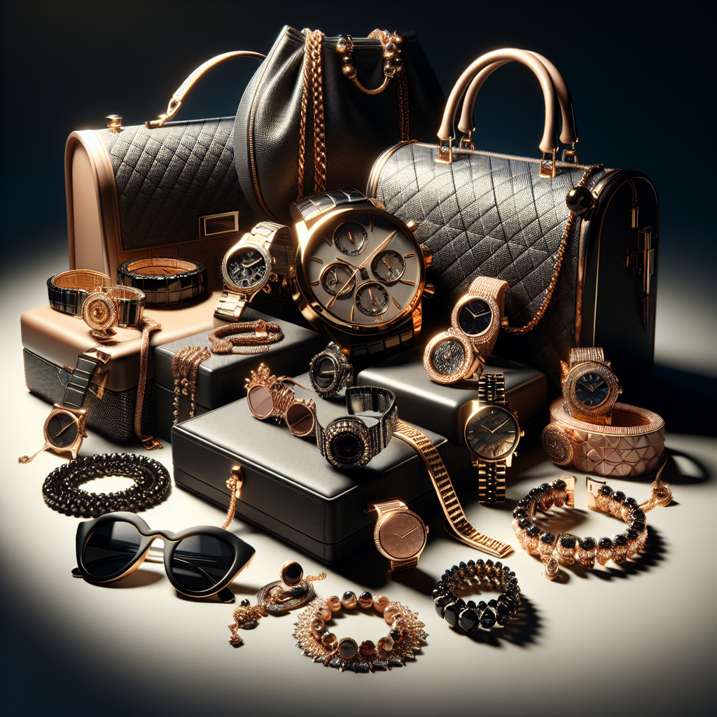 A realistic depiction of a stylish accessories collection.