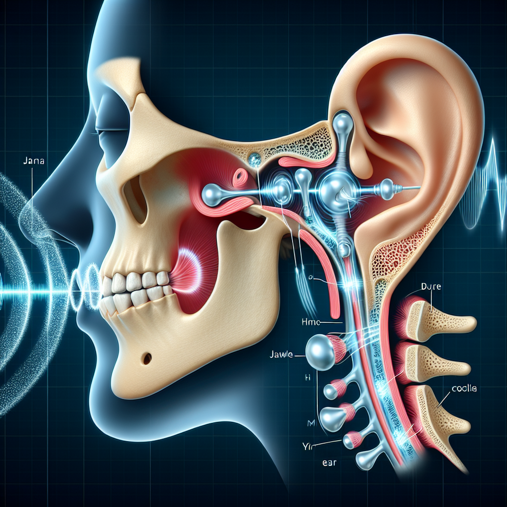 An illustrative depiction of bone conduction technology in action, showcasing how sound vibrations move through the bones of the face to reach the inner ear.