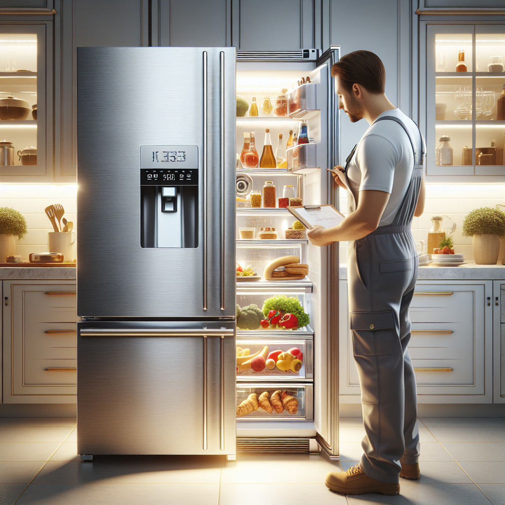 GE Monogram refrigerator being inspected by a technician from Major Appliance Repair Irvine.