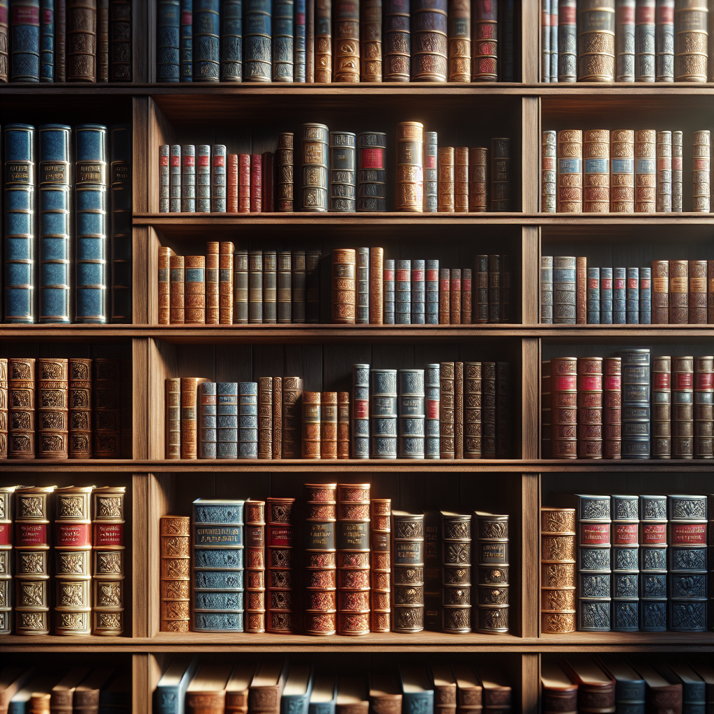 A serene library with Christian faith books on wooden shelves in a warm atmosphere.