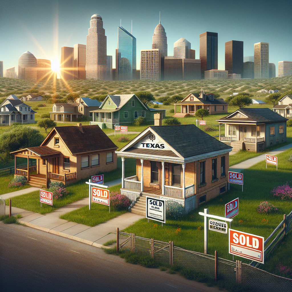 A Texas landscape with various foreclosed homes and sold signs.