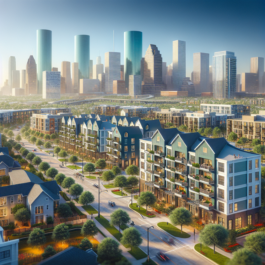 Diverse neighborhoods in Houston, TX, with modern apartments and family homes.