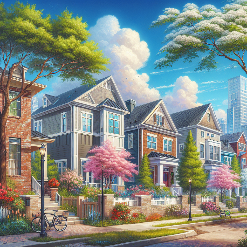 A vibrant Houston neighborhood with diverse homes and greenery.