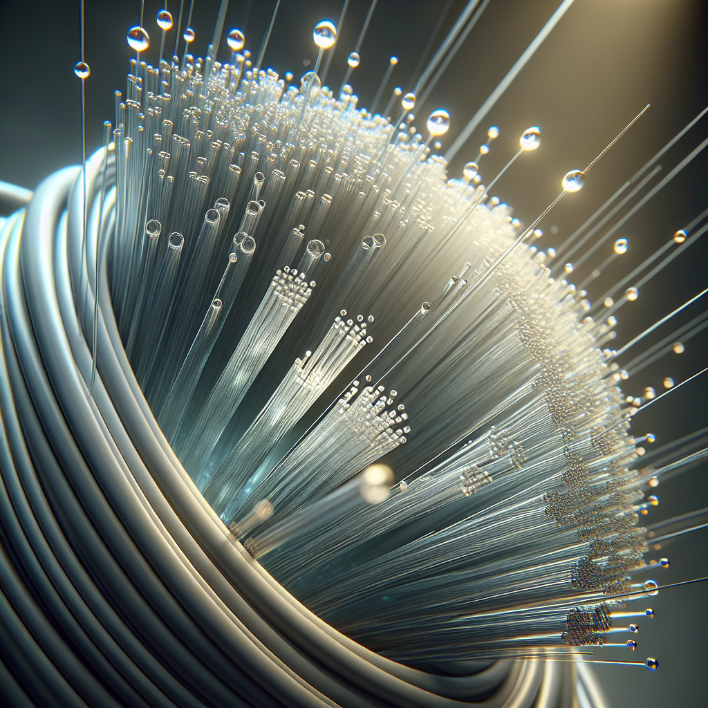 Close-up of fiber optic cables showing thin glass or plastic fibers.