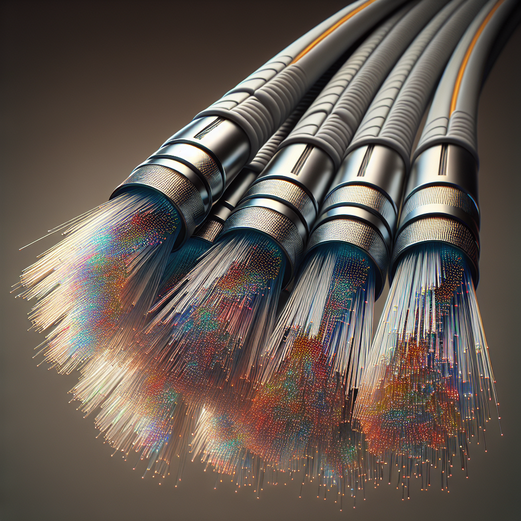A realistic image of colorful fiber optic cables with intricate details.