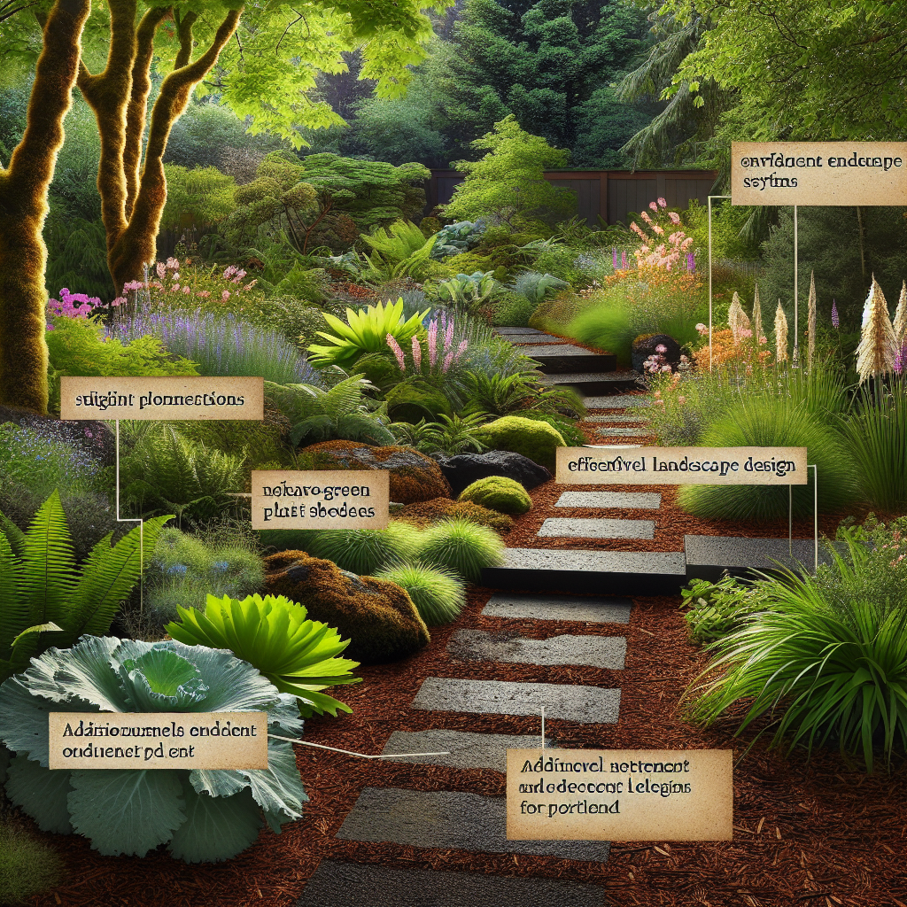 Sustainable landscape design with native plants and organic materials in Portland.