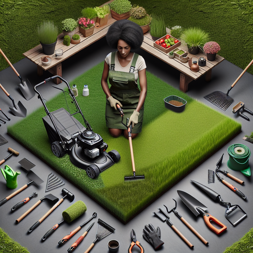 Full-service lawn care in a realistic style