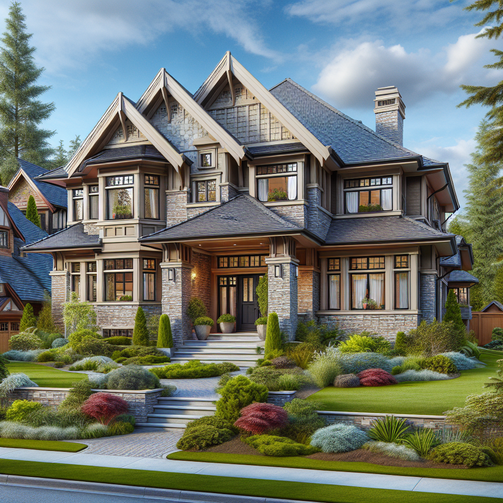 A realistic image of a house with a detailed environment.