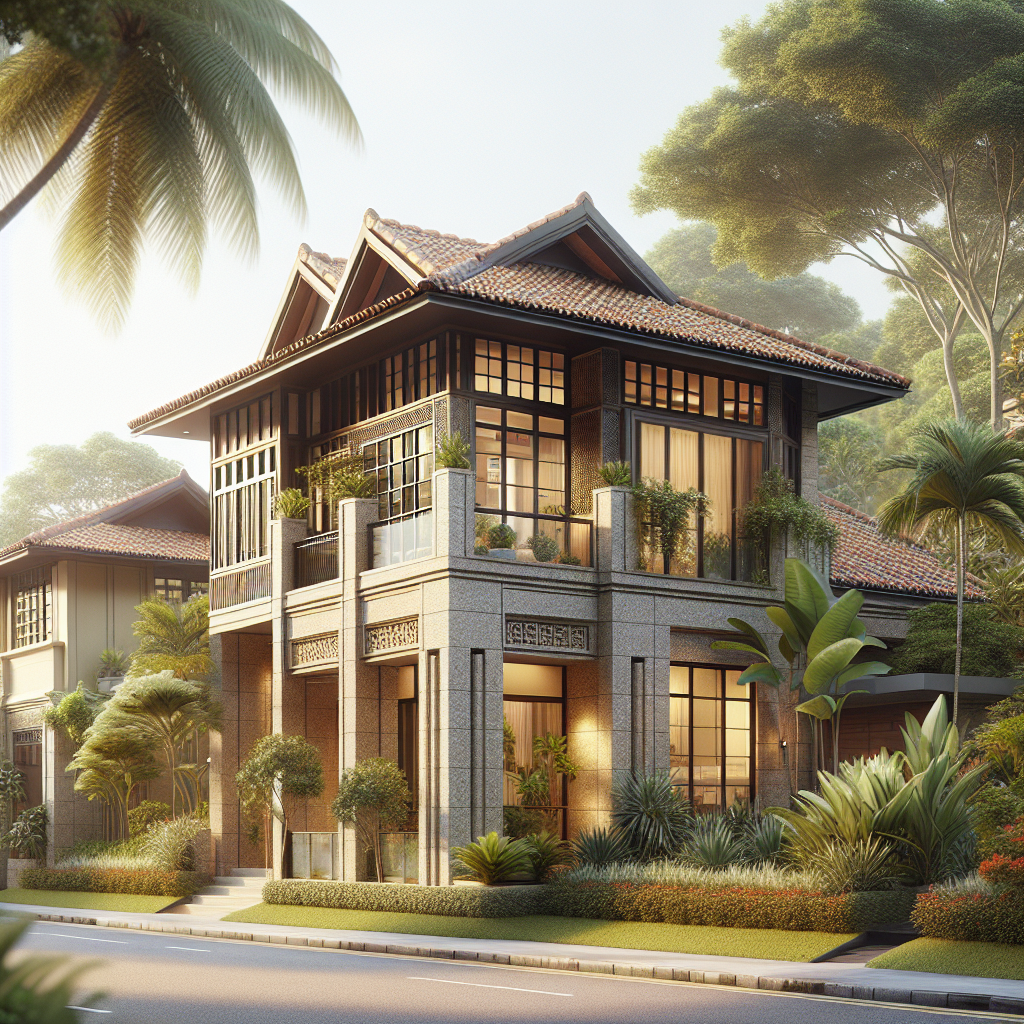 A realistic depiction of a house in Pasir Ris, Singapore.