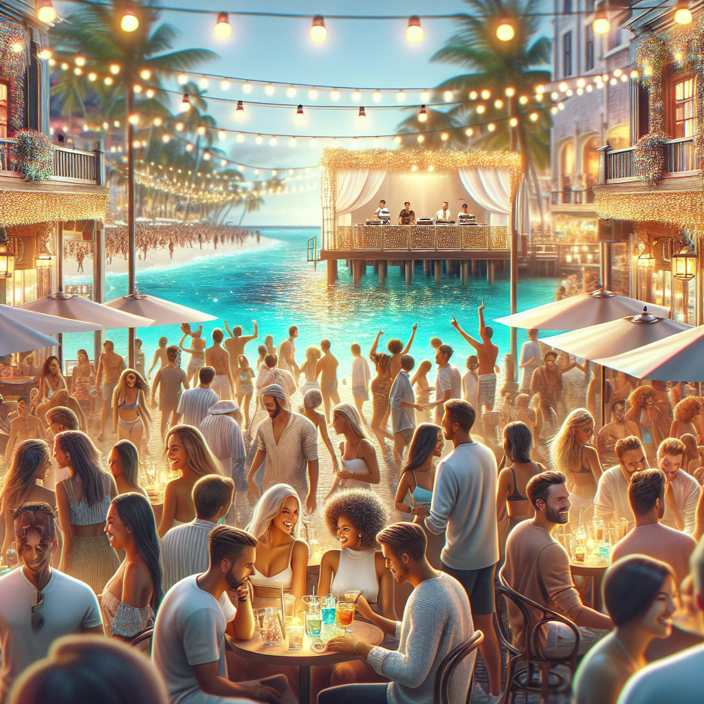 Nassau nightlife scene with lively bars and dance floor.