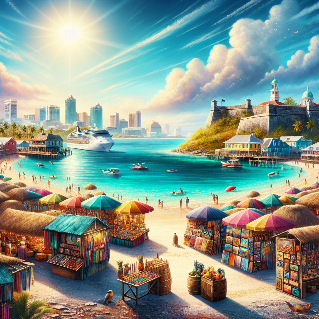Vibrant landscape of Nassau, Bahamas, featuring Cable Beach, Straw Market, and historical landmarks.