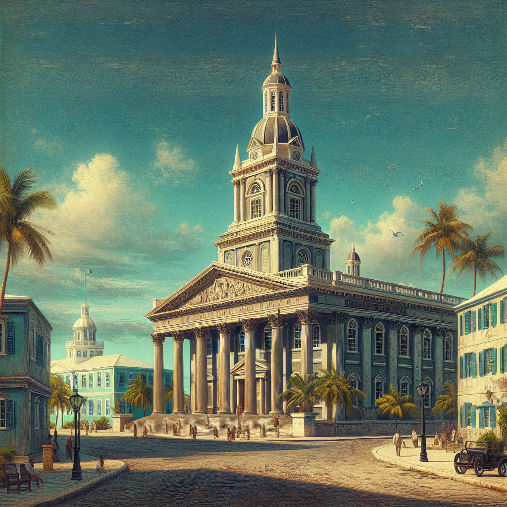 Realistic image of Nassau historical landmarks with clear blue sky and accurate architectural details.