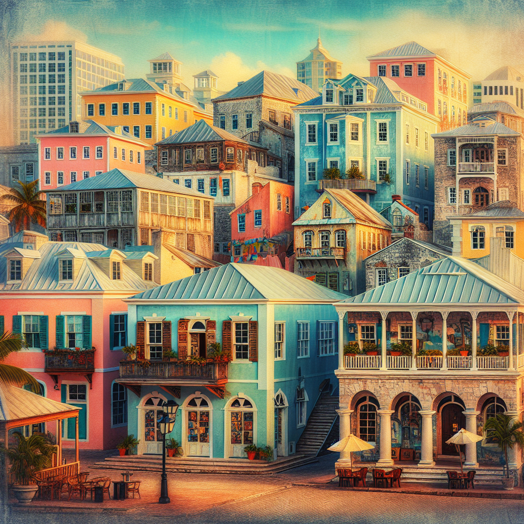 An image inspired by Nassau historical sites showing architectural details and vibrant colors.