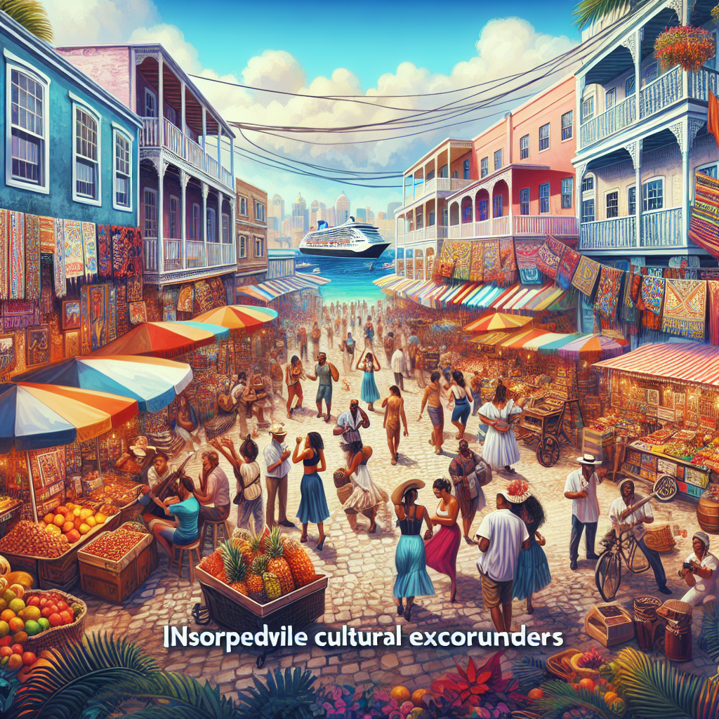 Busy streets of Nassau with local markets and street performers.