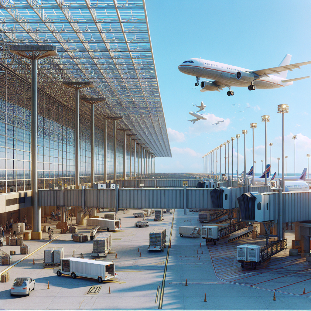 Realistic image of Nassau Airport in the afternoon with clear skies and airport activity.